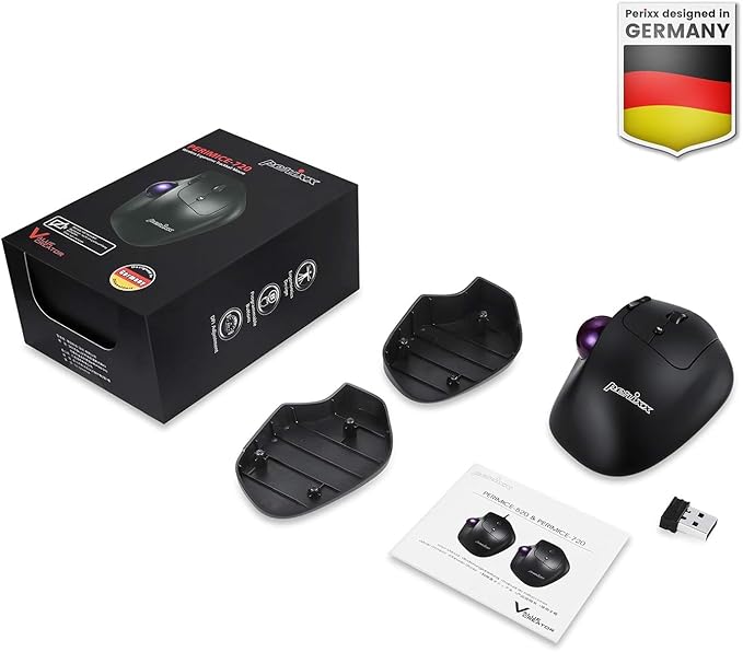 Perixx PERIMICE-720, Wireless Ergonomic Trackball Mouse with Adjustable Angle, Black (11449)