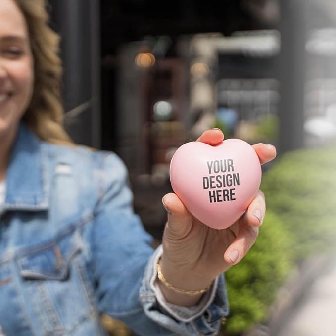 Custom Heart Shape Stress Balls with Logo/Text, Personalized Stress Balls for Adults 10/50/100 Packs Employee Appreciation Gift for Relief Encouraging