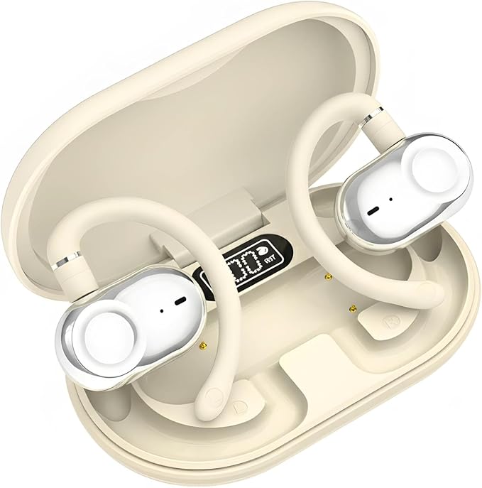 Open Ear Earbuds, Open Ear Headphones with 16mm Speakers, Bluetooth 5.4 Wireless, Biaxial Rotation, Lightweight, 20H Playtime, Over Ear Bluetooth Headphones for Running, Workout, IPX5 Waterproof