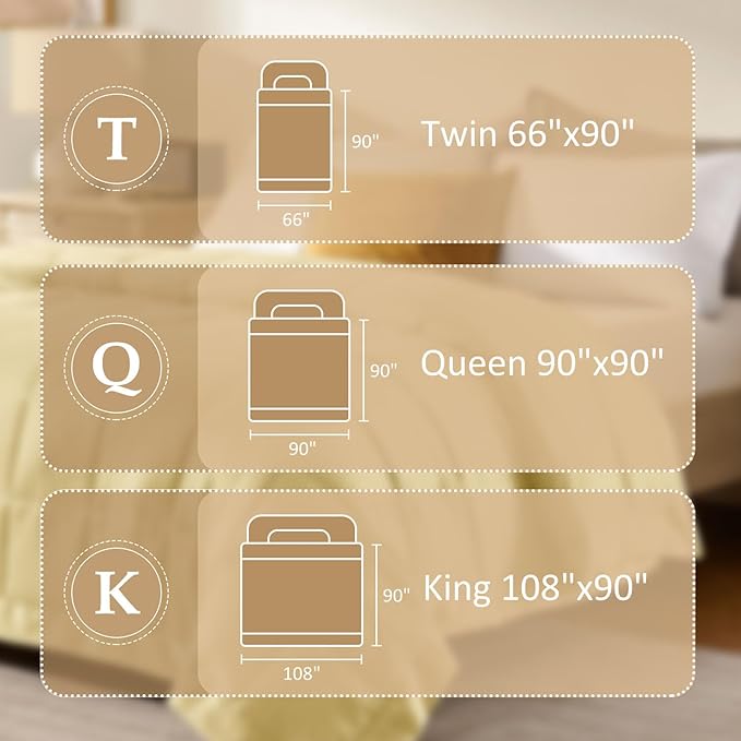 downluxe Queen Size Blanket with Satin Trim, Lightweight Down Alternative Blankets Queen Size for All Season, Machine Washable (Yellow, 90x90 Inch)