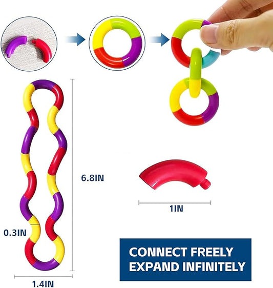 7PCS Quiet Twisty Fidget Toys – Squeeze, Twist, and Spin – Multicolored Sensory Toys for Kids and Adults, Stress Relief Toys & Educational Tools for Classroom,Alternative Gifts