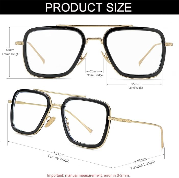 Tony Stark Style Blue Light Blocking Glasses for Men Women, Iron Man and Spider-Man Computer Gaming Glasses