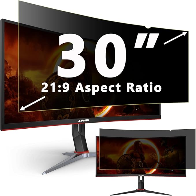 30 Inch Privacy Screen Filter for 21:9 Computer Ultrawide Curved Monitor - Privacy Shield,Anti-Glare and Anti-Blue light Protector