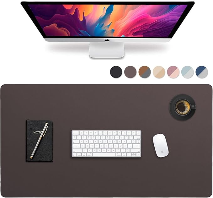 Vine Creations Leather Desk Mat Large 44" x 22", Desk Protector Mat, PU Leather Desk Pad, Large Mouse Pad, Desk Blotter, Desk Pads on Top of Desks, Desk Matt for Desktop, Office Desk Mat (Dark Brown)