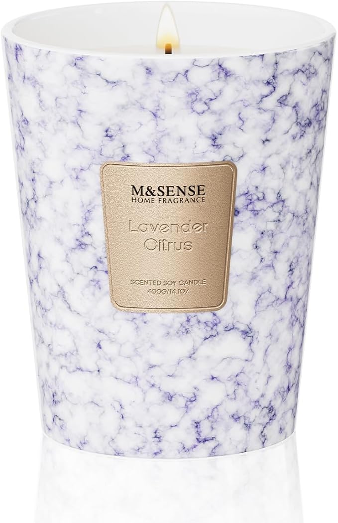 M&SENSE LavenderCitrus Scented Candles for Home, Lead-Free Wick Highly Scented Jar Candles, 14.1 Oz 80 Hours Lasting Burning Candles Gifts for Women, Relaxing Aromatherapy Candle for Stress Relief