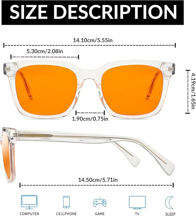 99.9% Blue Light Blocking Glasses for Men Women Anti-Fatigue Computer Gaming Glasses Stop Eyestrain Headaches