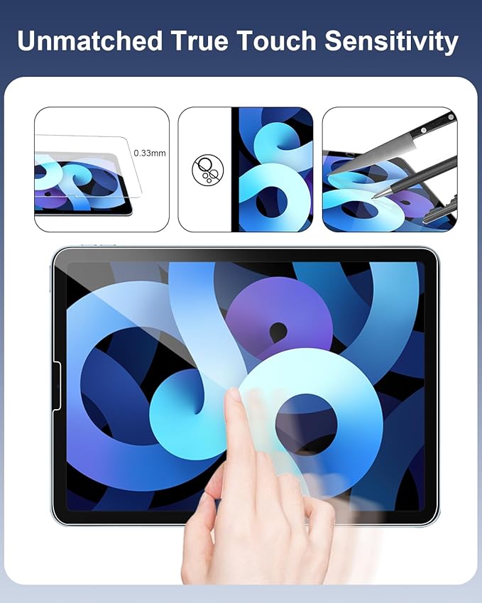 SIBEITU 2 Pack Screen Protector for iPad Air 5th 4th Generation 10.9 Inch 2022/2020, HD Clear 9H Tempered Glass for iPad Pro 11 Inch 2022/2021/2020/2018, Case Friendly, Resistant & Touch Sensitive
