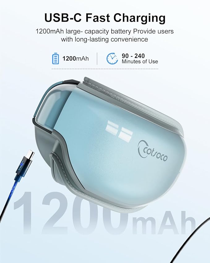 cotsoco Eye Massager with Heat, Birthday Gifts for Women, Heated Eye Mask with Bluetooth Music, Relax & Reduce Strain Dark Circles and Improve Sleep, Gift for Mom Dad Women Men (Blue)