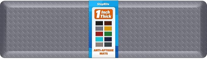 StepRite 1” Thick Kitchen Mats for Floor, Anti Fatigue Kitchen Rugs, Non-Slip,Heavy Duty Waterproof Kitchen Rug, Standing Desk Mat for Home, Kitchen, Office(Grey)