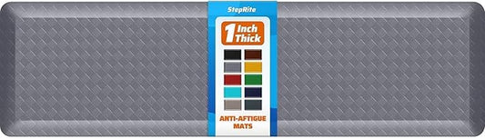 StepRite 1” Thick Kitchen Mats for Floor, Anti Fatigue Kitchen Rugs, Non-Slip,Heavy Duty Waterproof Kitchen Rug, Standing Desk Mat for Home, Kitchen, Office(Grey)