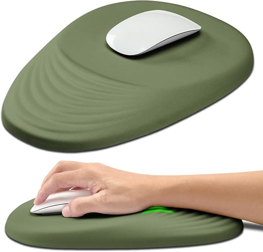 Hokafenle Ergonomic Mouse Pad Wrist Support with Stepped-Wedge Design, Wrist Rest Pain Relief Mousepad Filled with Memory Foam, Carpal Tunnel Mousepad for Wireless Mouse(12x8 inch, Dark Green)