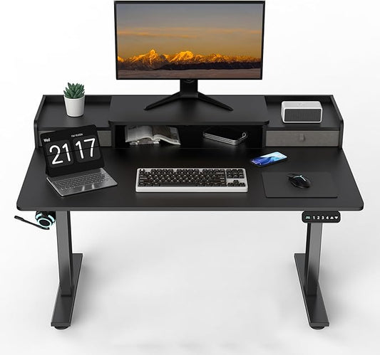 48 x 30 Inch Electric Standing Desk with 2 Drawers, Adjustable Height Widened Stand Up Desk with Storage, Sit to Stand Ergonomic Workstation for Home Office, Classic Black