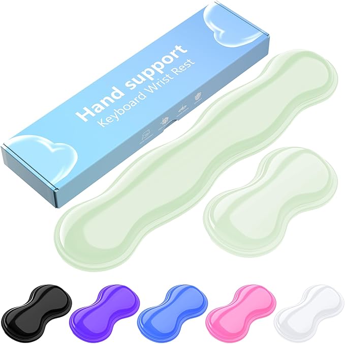 Gel Keyboard and Mouse Wrist Rest Set, Comfort Ergonomic Wrist Support, for Wrist Pain Relief, Computer Keyboard Wrist Rest (Green)