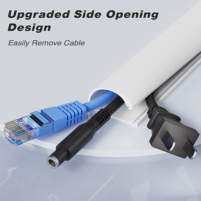 78" Silicone Cord Hider for 2-3 Cords,Flexible Side-Opening Self-Adhesive Cord Covers for Wires on Wall Mount TV,Easier Setup for Home Office Cable Management Wire Hider,1.1" W x 0.6" H,White