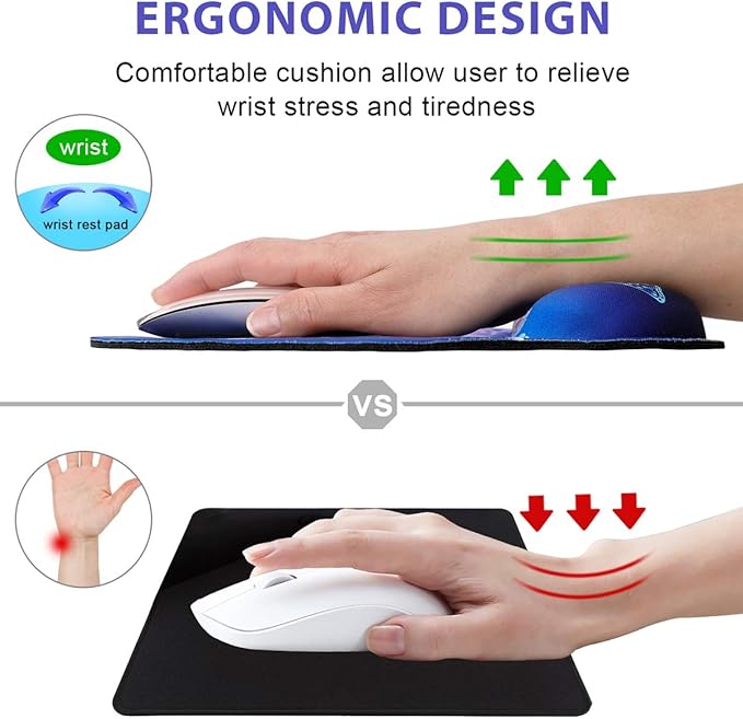 ToLuLu Ergonomic Mouse Pad Wrist Rest Support, Gel Mouse Pads with Non Slip Rubber Base Memory Foam Mousepad, Mouse Wrist Rest Pad for Laptop Computer Home Office Working Pain Relief, Art Butterflies