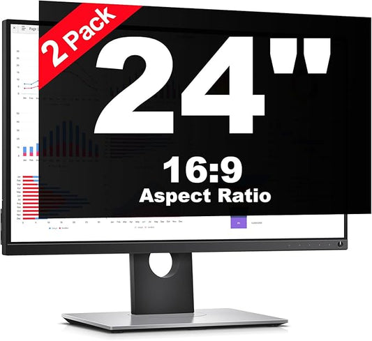 [2 Pack] 24 Inch Computer Privacy Screen Protector for 16:9 Widescreen Monitors-Anti-Glare & Blue Light Filter,Anti-Spy Film,Reduces Eye Strain (Fits Most Desktop Screens)