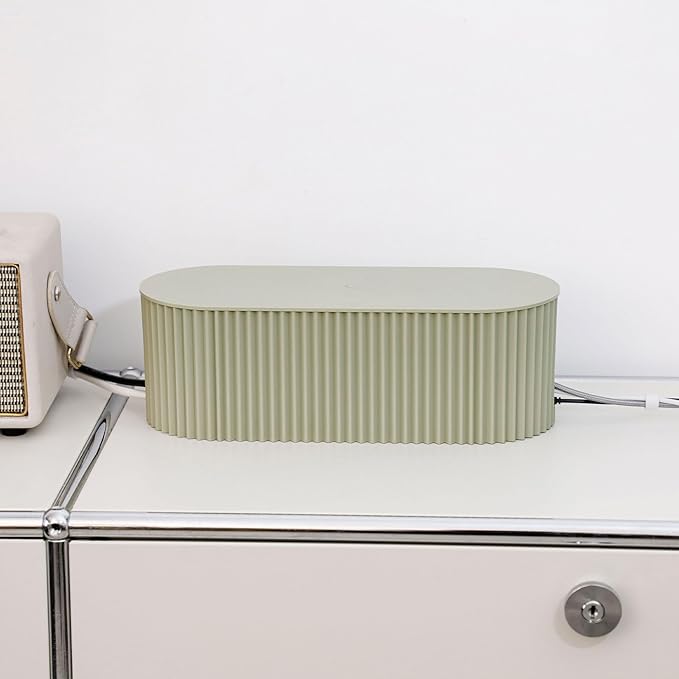 Green Cord Organizer Box, Plastic Cable Management Box with Lid, Power Strips Protector Cover Under TV and Desk for Home, Office, Bathroom, School, Wires Hider Protector for Floor (Small)