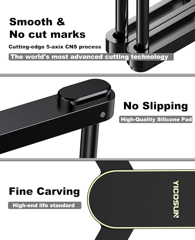 New Concept Laptop Stand - Adjustable Ergonomic Aluminum Riser for MacBook Pro/Air up to 15.6” - Foldable & Portable Computer Stand for Desk, Students, Office, Travel, Gaming - Black