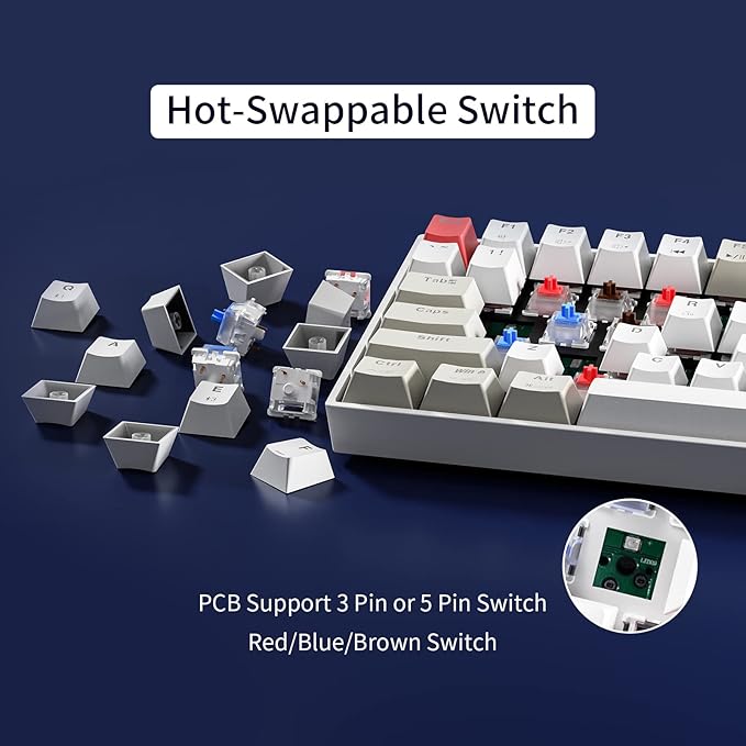 Newmen GM1000 Wireless Mechanical Gaming Keyboard,Bluetooth 5.0/2.4GHz/USB-C Hot Swappable Custom Keyboard,RGB Backlit Mechanical Keyboards for with Number Pad for Mac/Win(G-Red Switch)