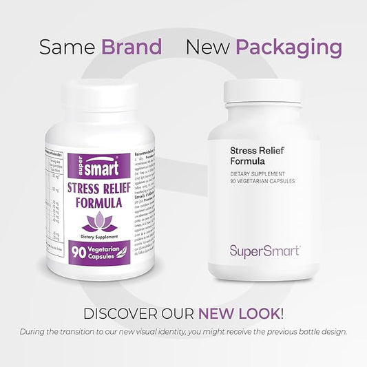 Supersmart - Stress Relief Formula (All-in-1) - 100% Natural Supplement - with Passion Flower, Polygala Tenuifolia | Non-GMO & Gluten Free - 90 Vegetarian Capsules