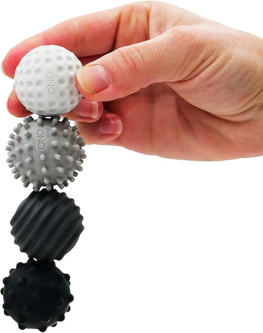 ONO Signets – Silicone Magnetic Balls with Textured Dimples, Bumps, and Waves | Fun to Play with Fidget Toy for Adults | Help Relieve Stress, Anxiety, Tension (Graphite, Set of 4)