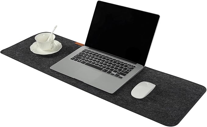 Large Felt Desk Protective Pad, 80X40cm/32''X16'' Non-Slip Felt Desk Mat Extended Gaming Mouse Pad Large Desk Pad Protector for Keyboard, Computer, Mouse, Laptop (Dark Grey)