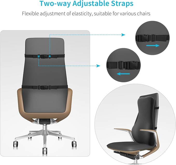 High Back Support Pillow for Office Chair Fully Support Entire Back for Pain Relief and Comfort - Memory Foam Lumbar Support Pillow for Office Chair,Computer,Recliner