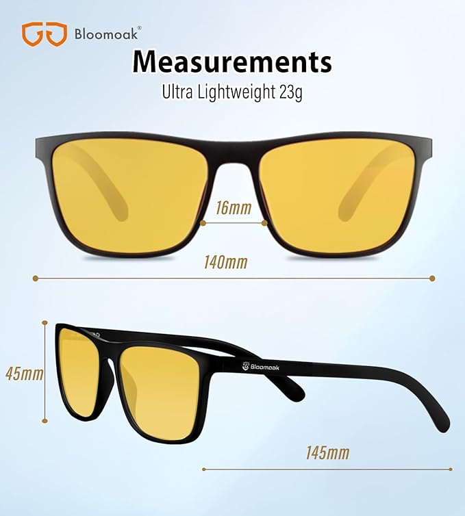 Bloomoak-99% Blue Green Light Blocking Glasses - Gaming Glasses - Anti Glare - Anti Fatigue -Suitable for Screens, Games, TVs