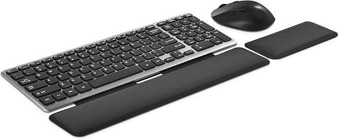 Wireless Keyboard & Mouse Combo with Keyboard Magnetic Wrist Rest and Mouse Wrist Rest - Ergonomic Design for Typing Pain Relief, Desk Pads Support Hand and Arm, 2.4G Stable Connection,Adjustable DPI