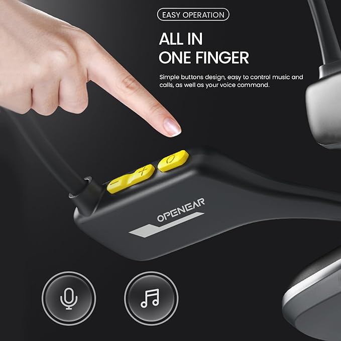 Bone Conduction Headphones IP68 Swimming Waterproof Dustproof Sweatproof MP3 Player Headset Underwater Music Player 8GB 1000 Songs, Open-Ear Wireless Earphones Bluetooth 5.3 with Mic - Blue