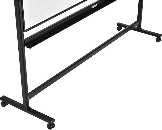 Global Industrial Rolling Magnetic Dry Erase Whiteboard, Double Sided Reversible, 96 x 48, Black Frame