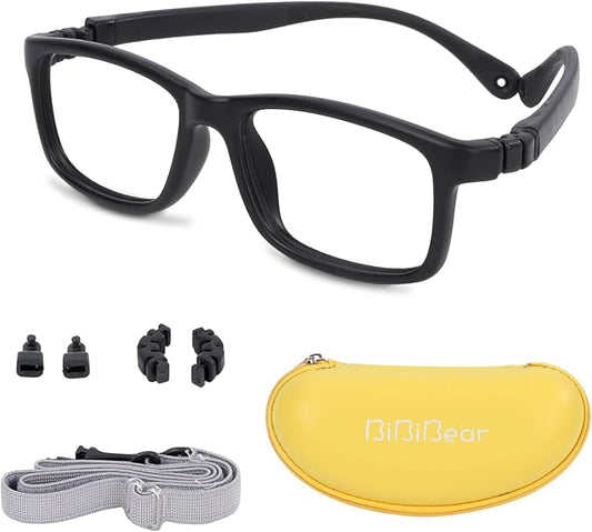 BiBiBear Toddler/Kids/Teens Glasses - Unbreakable TR90 Frame, 180° Flexible, Lightweight & Safe Glasses for Kids Age 2-15
