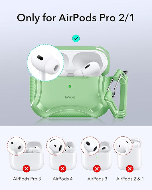 ESR for AirPods Pro 2nd Generation Case, Compatible with Airpods Pro Case 2nd/1st Gen (2023/2022/2019), Compatible with MagSafe, Powerful Drop Protection, Magnetic Lid with Cleaner Kit, Light Green