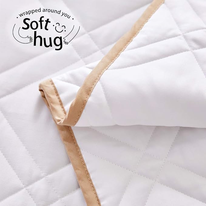 Dornroscn Cooling Weighted Blanket Bamboo-Derived Rayon Fibre Heavy Blanket 10Lbs 48"×78" with Premium Glass Beads White