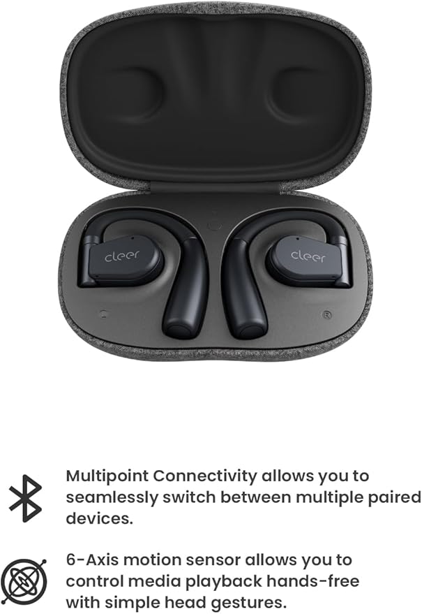 Cleer ARC II Open Ear Headphones, True Wireless Ear Buds with Dual Mic, Sweat Resistant, Multi-Point Connect, 35 Hrs Playtime, Secure Fit, Bluetooth 5.3 Earbuds with Ear Hooks, Preset EQs, Blue