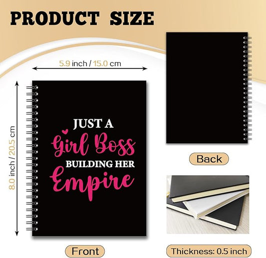 YAZMEEN Boss Lady Blank Spiral Notebook（160 Pages） Just A Girl Boss Building Her Empire Hardcover Sketchbook Boss Appreciation Gifts Funny Notebook Birthday Gifts for Women Boss Entrepreneur Leader