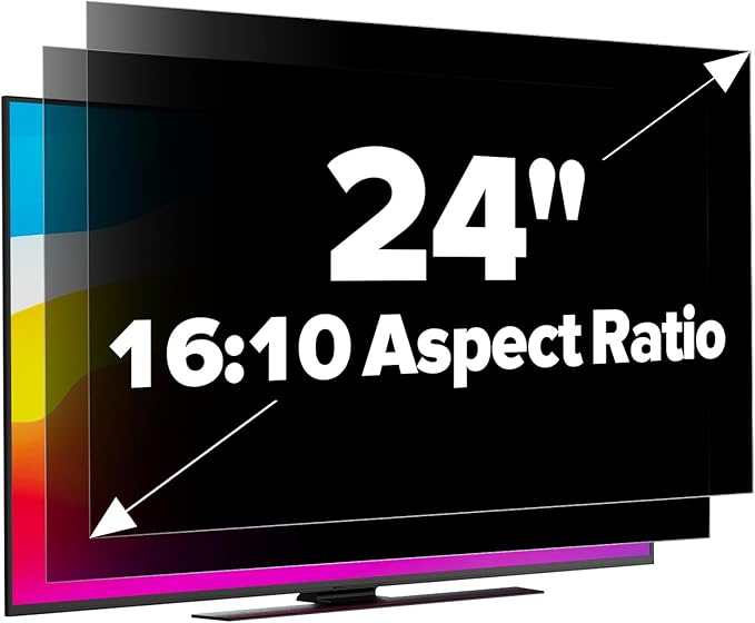 [2-Pack] HD Computer Privacy Screen 24 inch, Upgraded Computer Privacy Screen for 16:10 Widescreen Removable Anti Glare Computer Screen Cover and Blue Light UV-Blocking Screen Privacy Filter