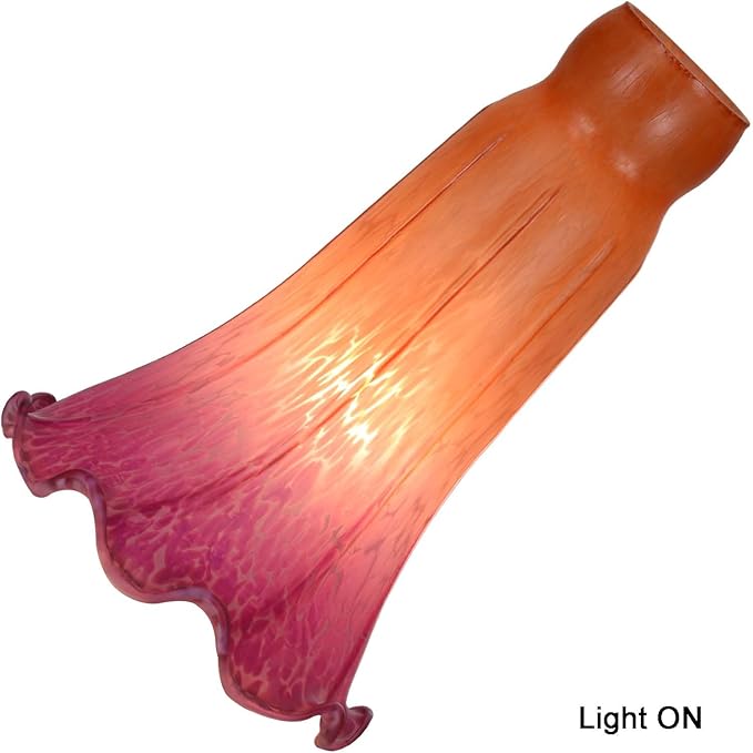 Bieye LS21 Lily Flower Blown Glass Lampshade (Orange Purple, Opening I.D. 1.26" x O.D. 1.5")