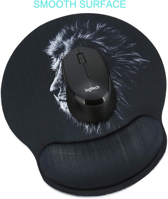 RICHEN Memory Foam Mouse Pad with Wrist Support,Ergonomic Mouse Pad with Wrist Rest,Non-Slip Rubber Base for Computer Laptop & Mac,Lightweight Rest for Home,Office & Travel (Lion)