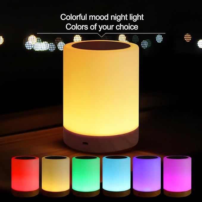 Night Light, Dimmable Touch Lamp for Bedroom Living Room Baby Nursery, Portable Table Bedside Lamp with Rechargeable Internal Battery Night Lamp Warm White Light & Color Changing RGB