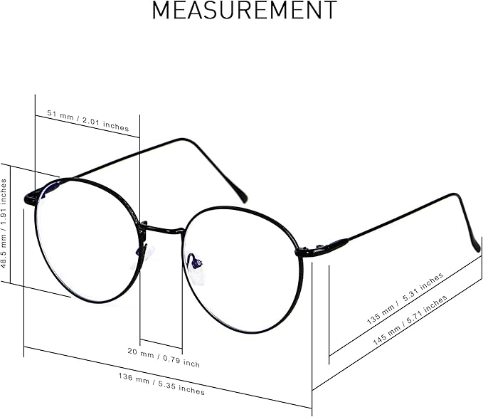 ANDWOOD Blue Light Blocking Glasses Women Men Small Face Computer Clear Bluelight Blocker Super Lightweight Metal Frame Round