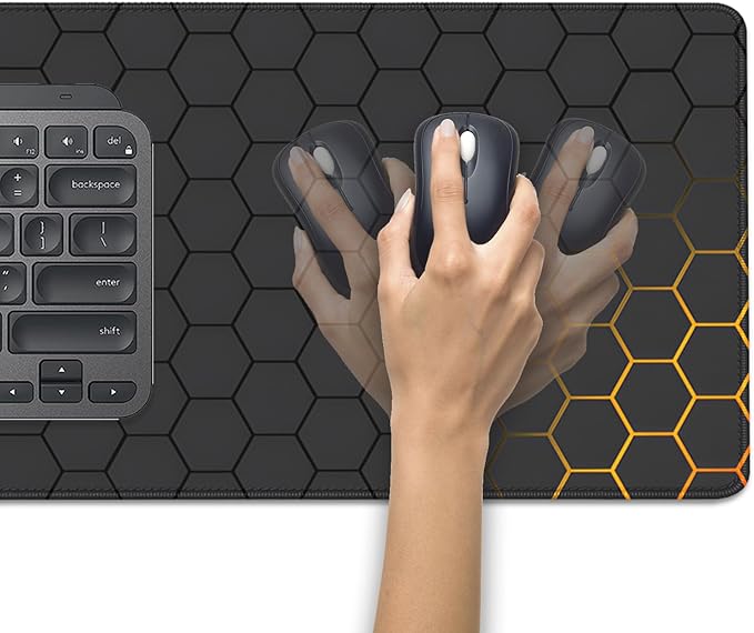 Black Gold Honeycomb Mouse Pad Desk Pad,Extended Gaming Mouse Mat,Stitched Edges Non-Slip Waterproof Rubber Base Mousepad for Office Desk Mat(27.5X11.8 in)