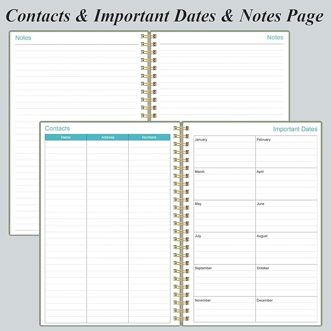 2025-2026 Planner - 18 Months Weekly & Monthly Planner from July 2025 - December 2026, Spiral Planner 2025-2026 with Elastic Closure, Inner Pocket, Medium 5.8" x 8.3", Green