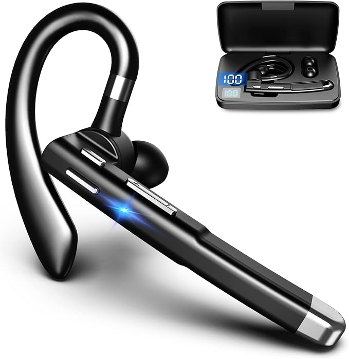 Bluetooth Headset for Cell Phones 500Hrs Standby Time with LED Charging Case 270 Degrees Rotatable Mic Hands Free Bluetooth 5.4 Version