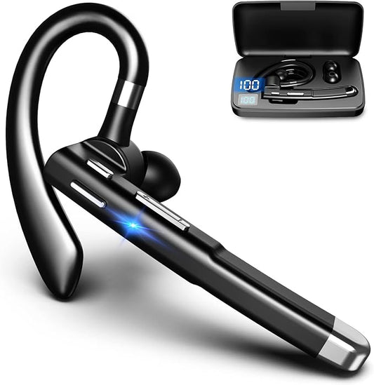Bluetooth Headset for Cell Phones 500Hrs Standby Time with LED Charging Case 270 Degrees Rotatable Mic Hands Free Bluetooth 5.4 Version