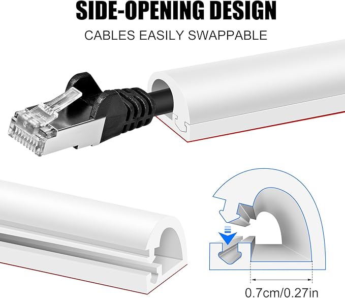 Self-Adhesive Cable Hider, Flexible Wire Cover Cable Raceway for Wires, Wall Mount TV, Home Audio, Network, Power, and Phone Line Managemen (Light Brown, 118inch)