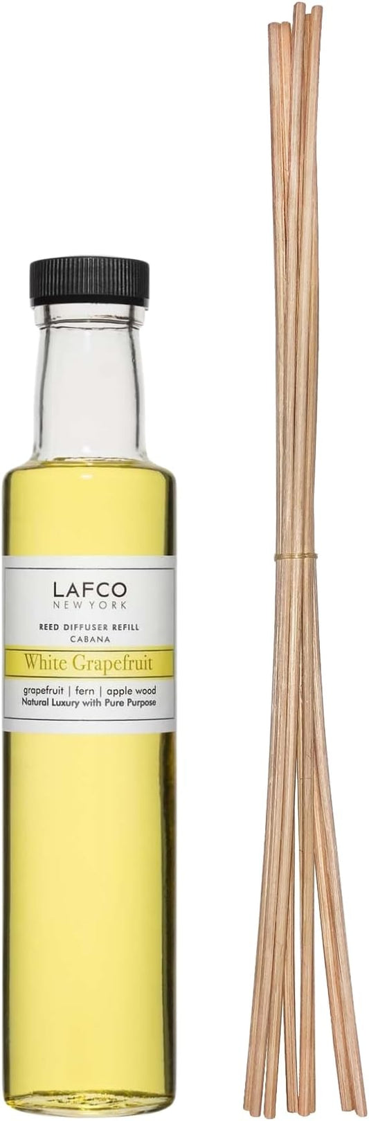 LAFCO New York Reed Diffuser Refill, White Grapefruit - 8.4 oz - Up to 4-Month Fragrance Life - Includes Natural Wood Reeds - Free of Dyes & Propellants - Made in The USA