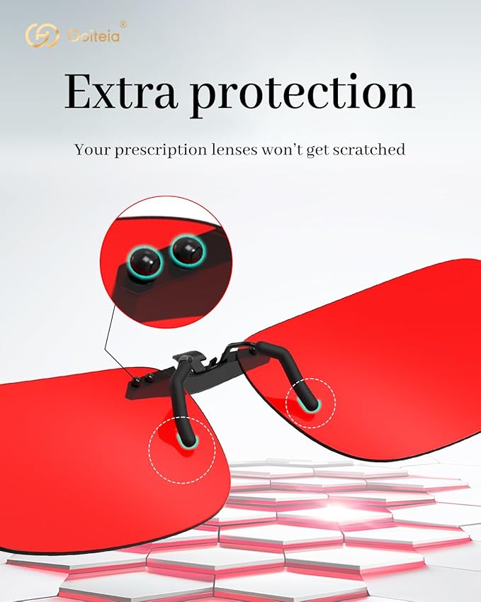 Goiteia Red Clip on Blue Light Blocking Glasses for Sleep-Block Blue & Green Light-Fast and Sound Sleep/Relieve Eye Strain
