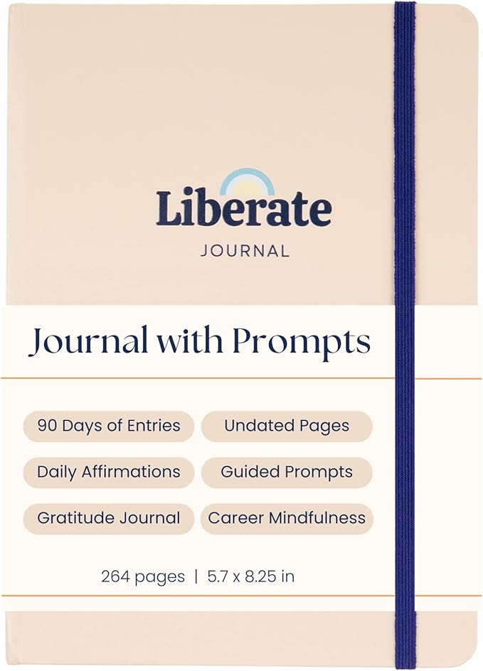Liberate Daily Gratitude Journal – Guided Mental Fitness Journal for Self-Care, Reflection with Prompts – Undated, 90-Day, Daily Journal - As Seen on Shark Tank