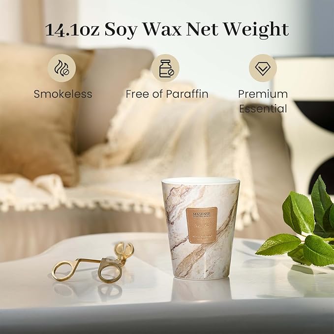 M&SENSE NoirAir Scented Candles for Home, Lead-Free Wick Highly Scented Jar Candles, 14.1 Oz 80 Hours Lasting Burning Candles Gifts for Women, Relaxing Aromatherapy Candle for Stress Relief